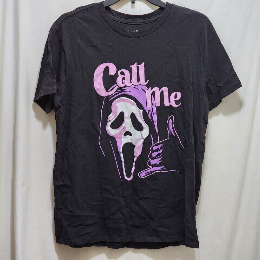GhostFace Call Me Hand Signal Scream Black T-Shirt Mens Size S Short Sleeve